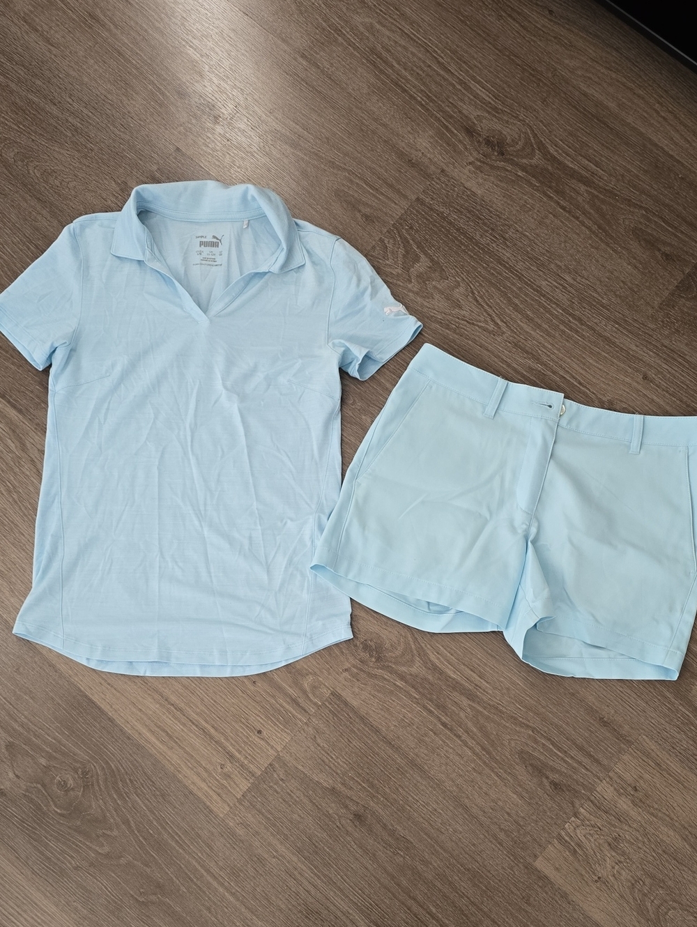 Puma Kids Light Blue Polo Shirt and Matching Shorts Set
